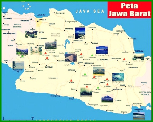 Carte de la division administrative de l'ouest de Java