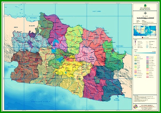 Carte topographique de l'ouest de Java