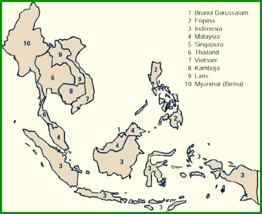 Carte aveugle en noir et blanc de l'Asie du Sud-Est