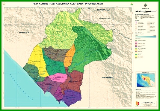 Carte du district d'Aceh ouest