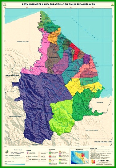 Carte du district d'Aceh oriental