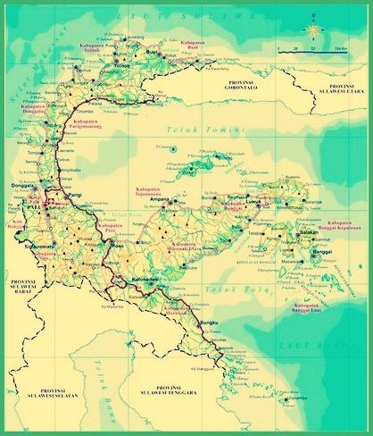 Carte du centre de Sulawesi