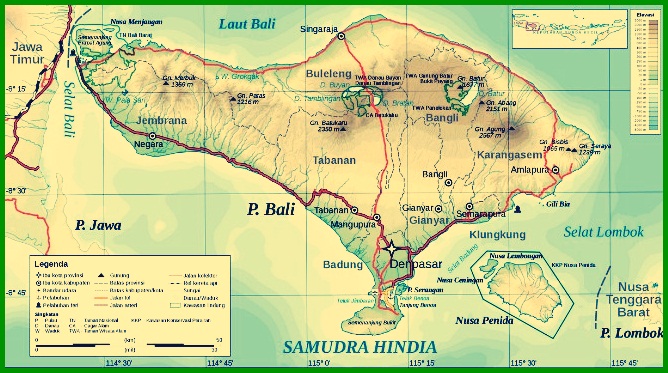 Bali Topographic Map