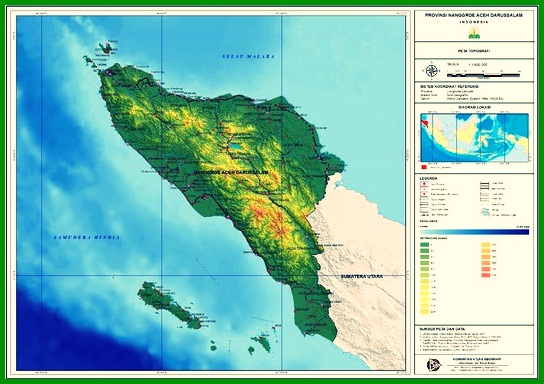 Carte topographique d'Aceh