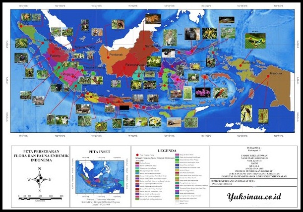 Carte de répartition de la flore et de la faune endémiques d'Indonésie