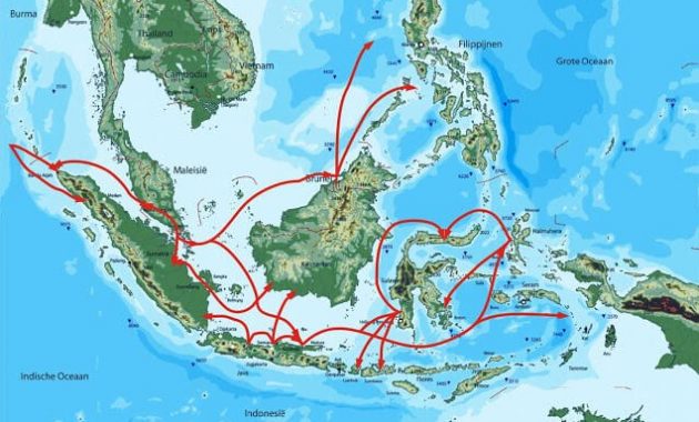 Carte de la répartition des ancêtres de la nation indonésienne