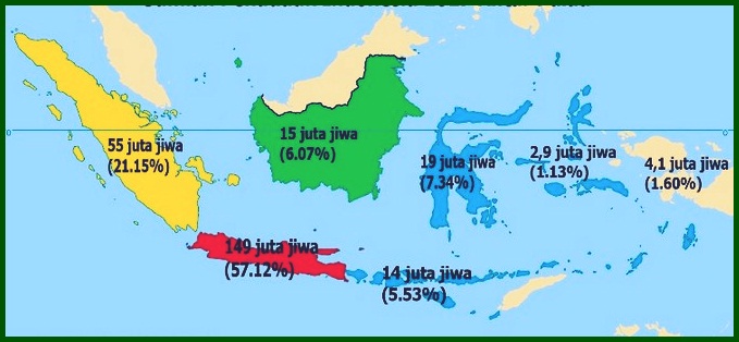 Carte de répartition de la population en Indonésie